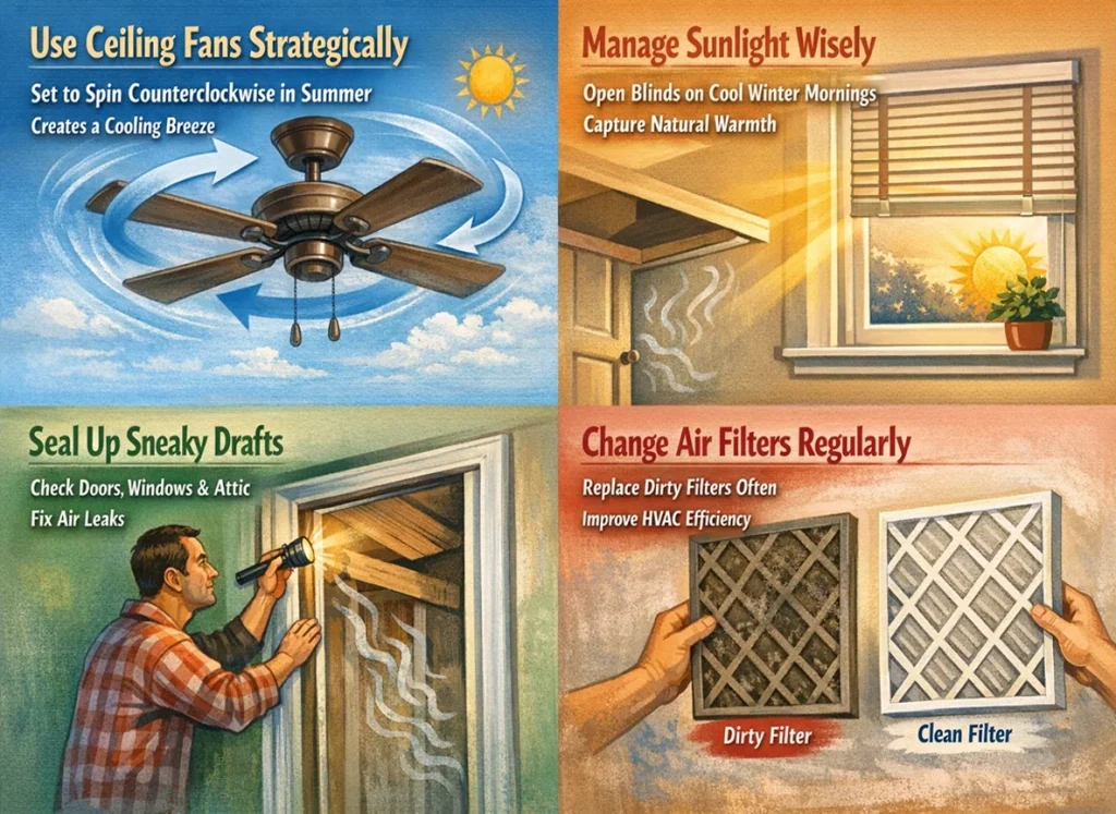 An infographic about Easy, Everyday Steps You Can Do Yourself to lower energy bills.